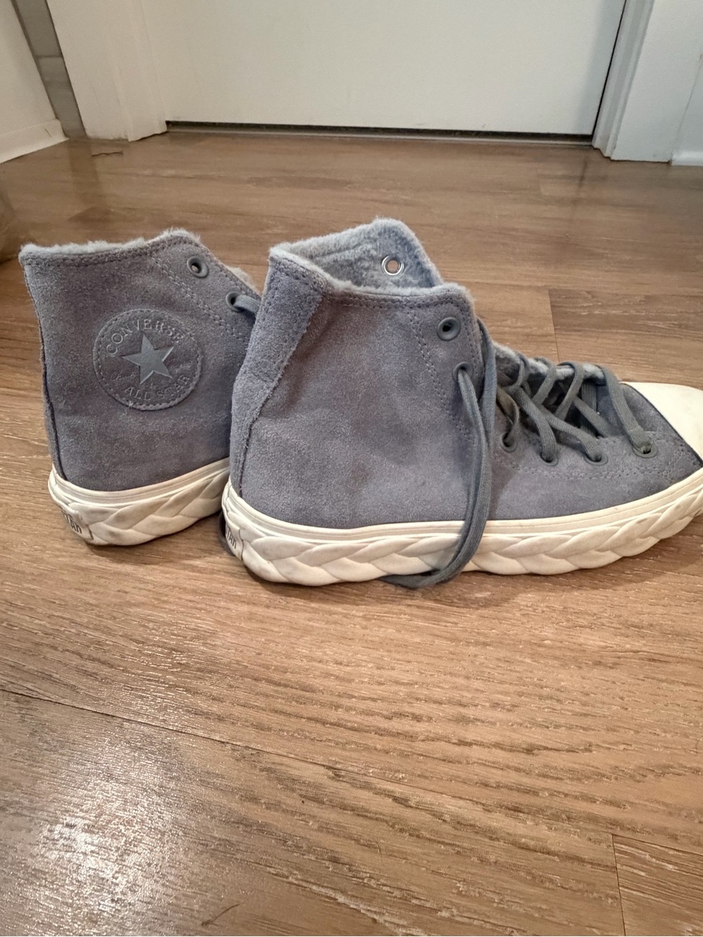 Converse Suede High-Top Sneakers in Light Gray